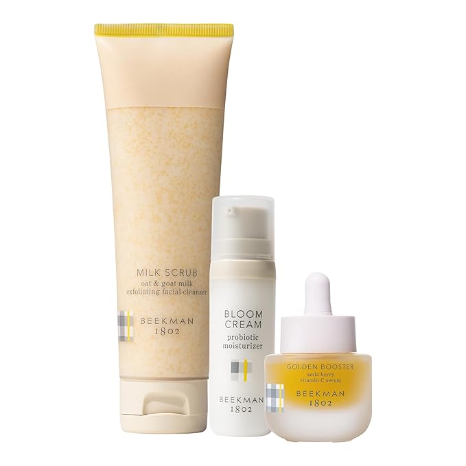 Beekman 1802 Brighter Days Skincare Routine Set - 3-Piece - Illuminates, Smooths & Boosts Skin Health - Good for Sensitive Skin - No Irritation - Clinically Kind - Fragrance Free