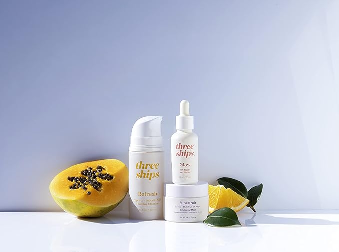 Three Ships In The Clear 3-Step Kit for Blemish-Prone Skin – As Seen on Dragons’ Den – Skin Care Kit with Salicylic Acid Cleanser, Exfoliating Face Mask and Jojoba Oil Facial Serum, 3 Piece Set
