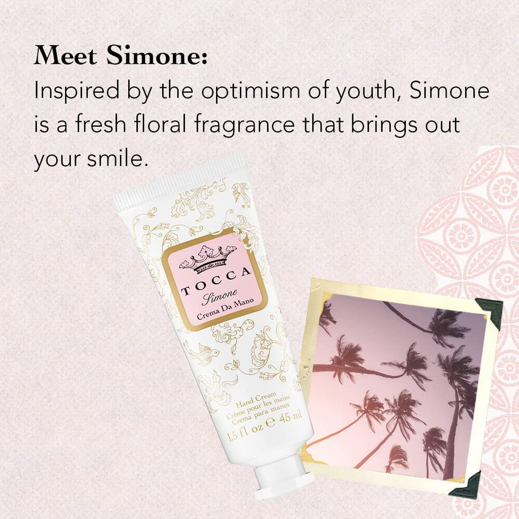 Tocca Crema de Mano Luxe, Simone Hand Cream, 4 oz - Fresh Floral - Breezy, Sparkling, Radiant - Moisturizing, Quick Absorbing