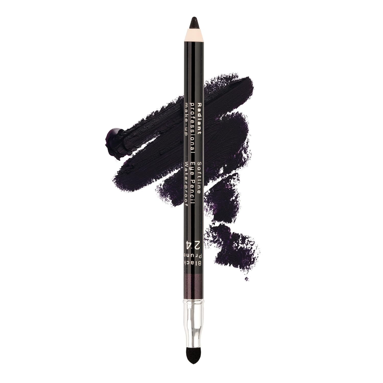 Radiant Professional Black Waterproof Eyeliner Pencil - Eyeliner Waterproof Smudge Proof for Woman - Long Lasting Under Eye Pencil for Smoky Eye - Soft Waterline Eye liner Smudger Tool, Prune (24)