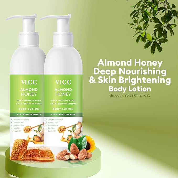 VLCC Almond Honey Body Lotion | with Deep Nourishing & Skin Enhancing Properties | Gives Supple, Moisturized, & Youthful Skin | 11.83 Fl Oz/350 ml (Pack of 2)