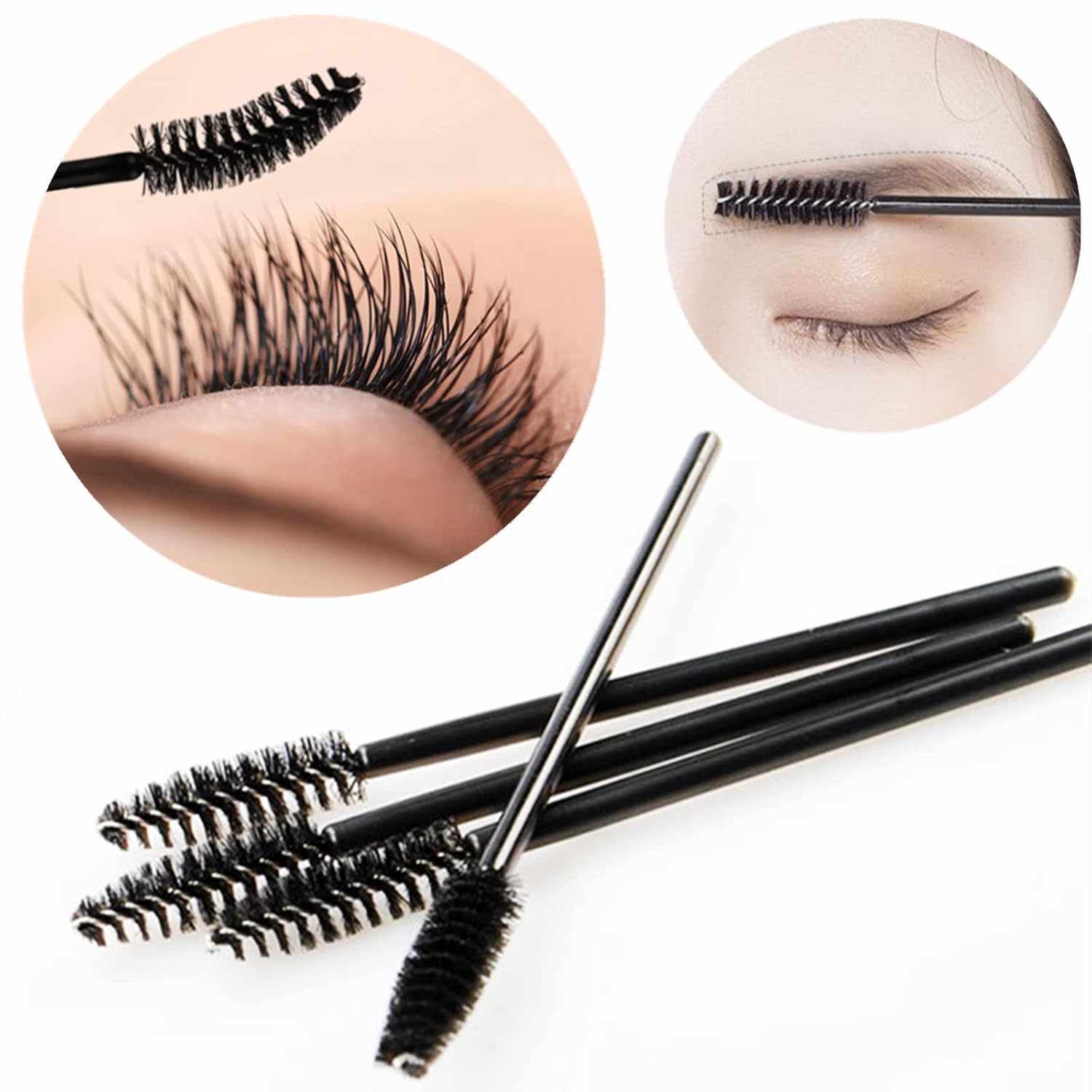 BTYMS 100 Pcs Disposable Eyelash Spoolies Brush Mascara Applicator Lash Wand Lashes Brush Eyebrow Spooly for Extension