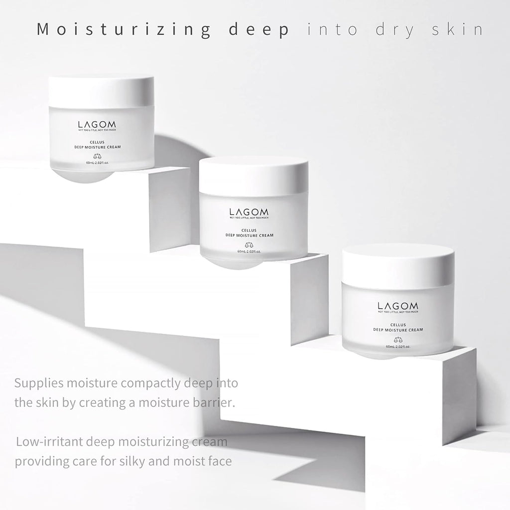 LAGOM Cellus Deep Moisture Cream Natural Moisturizer with Ceramide and D-Panthenol (B5) Smooth, Hydrating, Nourishing Protecting Cream 2.02 Fl Oz