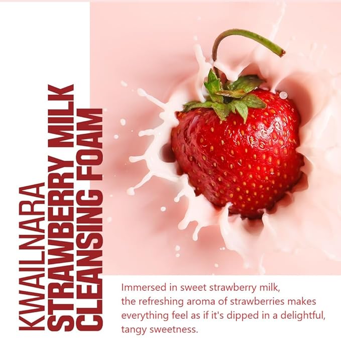 WELCOS KWAILNARA Milk Facial Cleansing Foam (120 ml / 4.06 Fl. oz) (Strawberry)