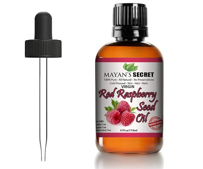 Mayan's Secret Red Raspberry Seed Oil Cold Pressed Unrefined (Virgin) Undiluted 100% Natural for face, hands,scars and breakouts (1 fl oz) (Red Raspberry Seed Oil, 4 fl oz)