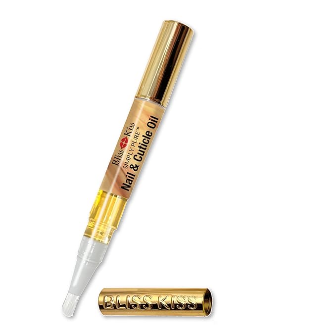 Bliss Kiss | 1 Vanilla Fragrance | Nail Oil Cuticle Pen w/Vitamin E & Jojoba⏤Nail Strengthener Nail Growth Serum for Brittle Peeling Breaking Thin Nails