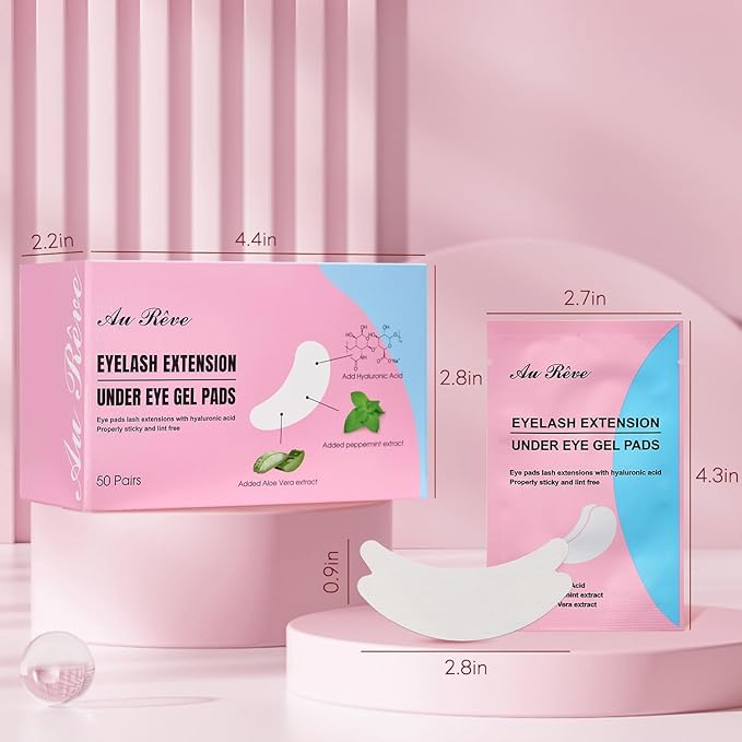 50 Pairs Under Eye Patches,Eye Pads Lash Extensions Lint Free, Eyelash Extension Patches Add Aloe Vera Hydrogel Lash Pad