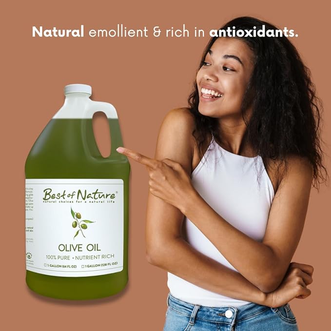 Best of Nature 100% Pure Olive Massage & Body Oil – Cold Pressed, Natural & Unscented Moisturizer for Skin, Hair & Bath, 8 fl oz