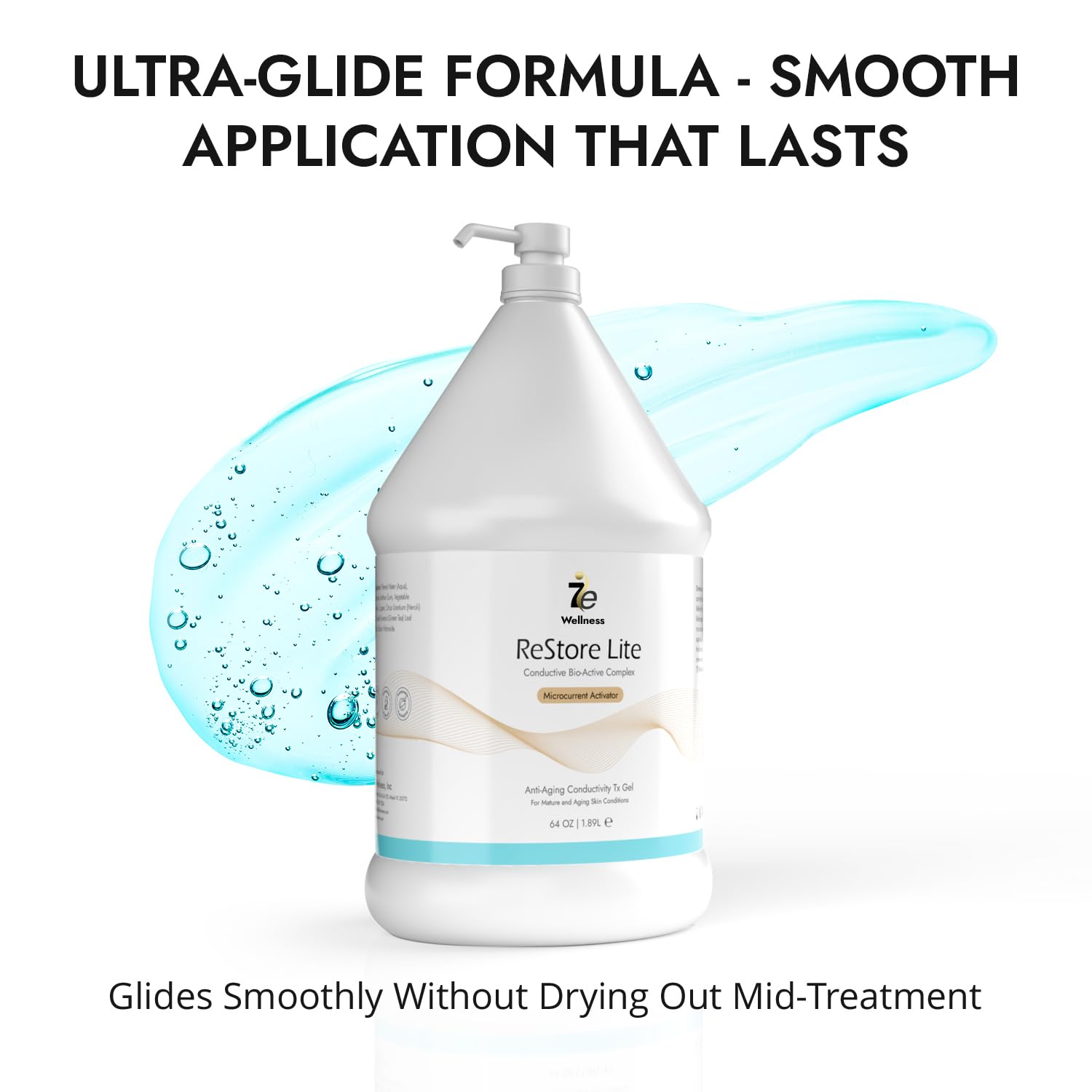 7eWellness Myolift Restore Lite Gel 64oz - Conductive Gel for Beauty & Skincare, Microcurrent, Face Mask Brush - 64oz / 2L