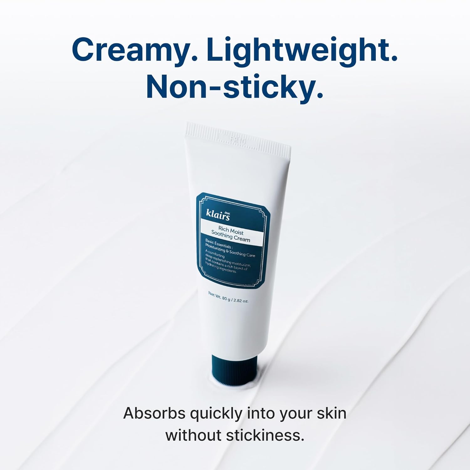 DearKlairs Rich Moist Soothing Cream 80ml, Repair Skin Barrier, Sensitive Skin, Hypoallergenic, Centella Asiatica, Ceramide, Moisturizer, Full Hydration, Non-sticky texture, Korean Moisturizer