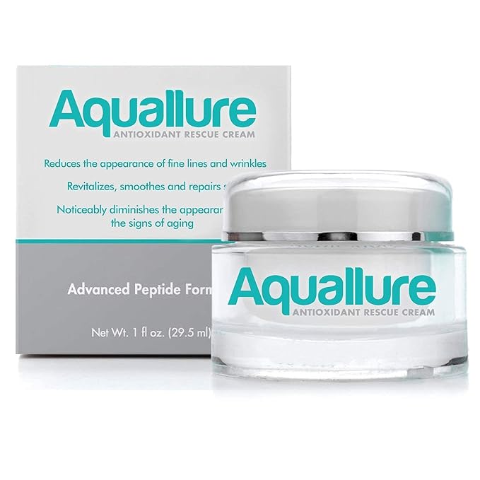 Antioxidant Rescue Cream and NEW! Aquallure Apple Stem Cell Rejuvenating Serum - Anti Aging 2 Step BUNDLE - Moisturizing Peptides, Hyaluronic Acid, Vitamin C 20% - (1 oz each) (2 items)