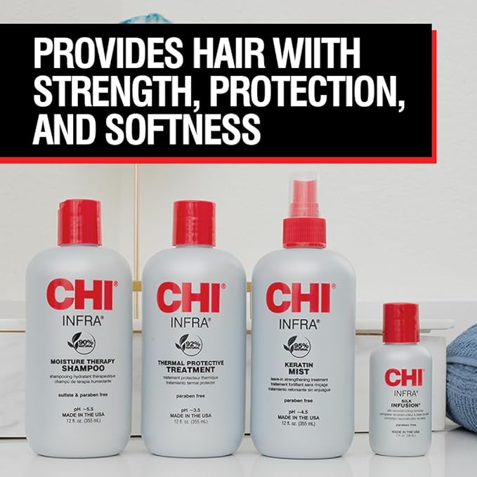 CHI Infra Thermal Protective Treatment, Hair Serum For Protecting Color & Adding Superior Shine & Softness, Hydrating Formula, Sulfate-free, 12 Oz