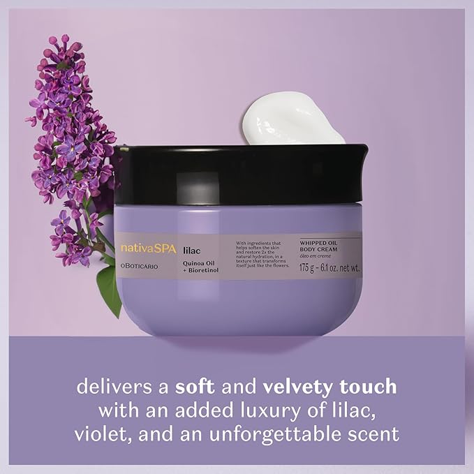 Nativa SPA Body Smoothing Lilac Bundle: Body Lotion, Whipped Body Oil & Hand Cream, with Nourishing Quinoa Oil + Bioretinol (x3)