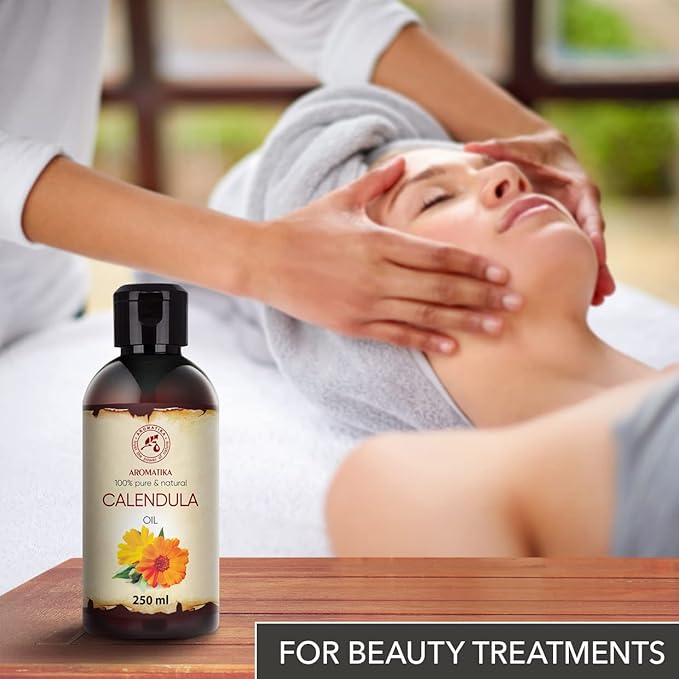 Calendula Oil 8.5 Fl Oz (250ml) - Calendula Officinalis Flower Extract – Infused - Almond Oil Base - 100% Pure & Natural - Marigold Oil – Benefits for Skin, Nails, Hair, Face, Body
