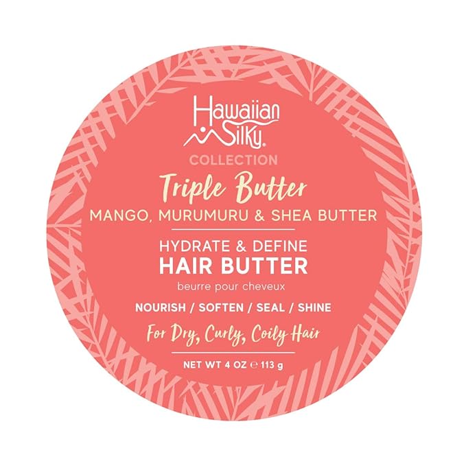 Hawaiian Silky Mango and Murumuru Butter Hair Butter, 4 fl oz with Shea Butter for Nourish, Soften, Seal & Shine | Hydrate and Define | Hawaiian Silky Triple Butter Collection