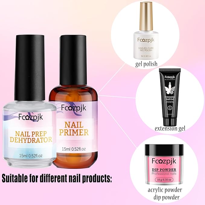 Nail Dehydrator and Nail Primer with Cuticle Oil Set, Air Dry Bonding Primer for Acrylic Nails No Lift, Acid-free Prep Dehydrator, Natural Cuticle Oil for Nails, Manicure Accessories