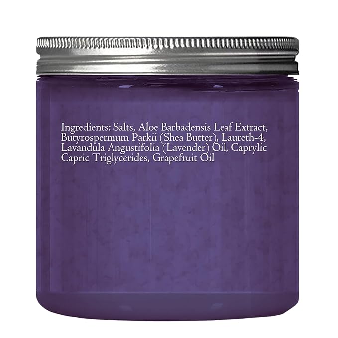 Lavender Body & Foot Scrub 10 oz - A blend of lavender essence, shea butter, and coconut oil for a fragrant journey to a serene countryside - The best stocking stuffer.