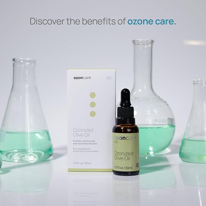 Ozonated Olive Oil - Moisturizing, Nourishing and Purifying Oil, Skin Treatment, Natural Products, Sensitive and Damaged Skin, Accelerates Skin Repair - VEGAN, Paraben Free - 1.05Oz/30 g