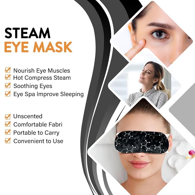 Minidiva Steam Eye Mask for Dry Eyes, 10Pcs Self Heating Spa Warm Eye Mask Relax Sleep Mask, Disposable Heated Eye Mask for Dark Circles Eye Fatigue, Relieve Stress Eye Fatigue (Graphene)