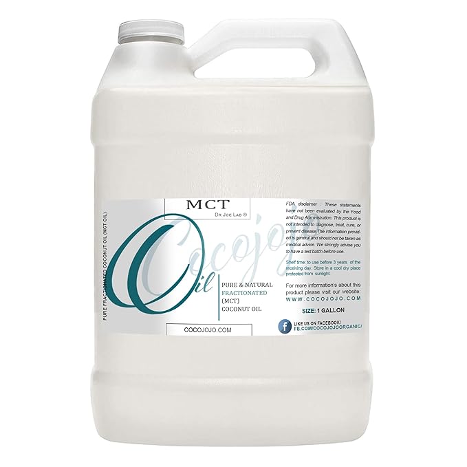 Dr Joe Lab MCT Oil - Pure, Fractionated Coconut, Medium Chain Triglycerides, Vegan, Bulk Carrier Oil - 1 Gallon - 128 oz - for Skin, Hair, Nails, Body, Eyelashes