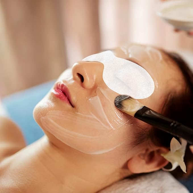 100 Sheets Disposable Non Woven Eye Care, Cotton Eye Mask Paper Paper Facial Eyes Pads Spa DIY Clear Eyes Mask Papers Beauty Sheets for Makeup Skincare Spa Wrap Moisture Retention