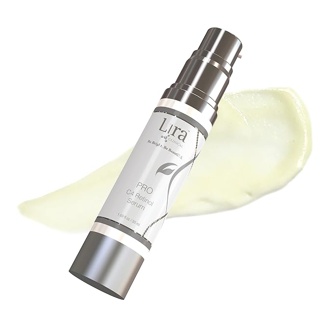 Lira Clinical PRO C4 Retinol Serum - Face Serum with Plant Stem Cells - Vitamin C Brightening Serum with Licorice and Olive Extract - 1.69 Ounce