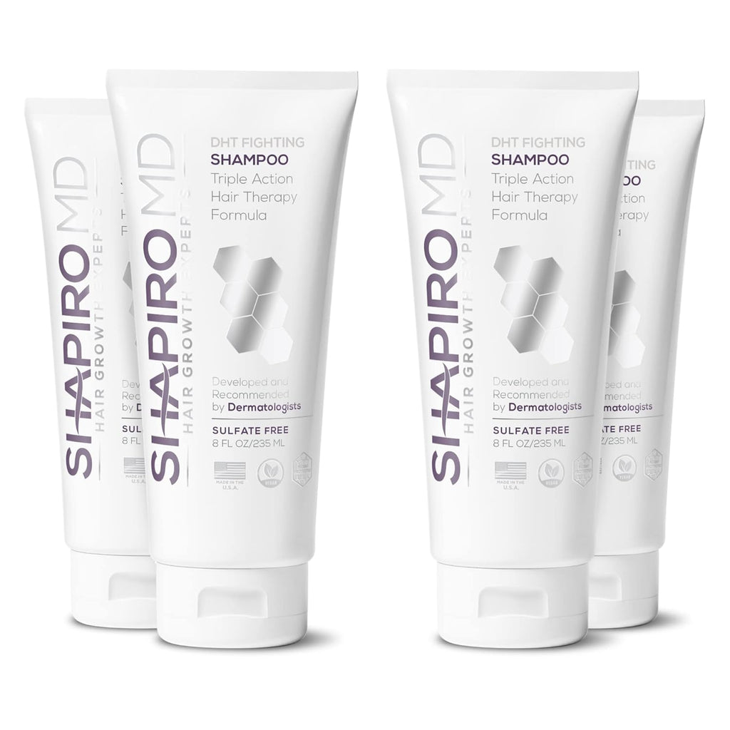 Shapiro MD Hair Growth Experts Hair Loss Shampoo | DHT Fighting Vegan Formula for Thinning Hair Developed by Dermatologists | Experience Healthier, Fuller and Thicker Looking Hair | 4 Month Supply