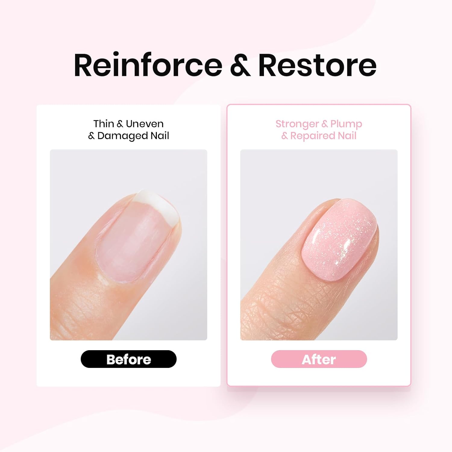 Beetles Rubber Base Color Gel Nail Polish Set 6 Colors Glitter Nude Pink Color Base 5 in 1 White Gel Polish Strengthener for Thin Nails Soak Off U V Nail Art DIY Gift for Women