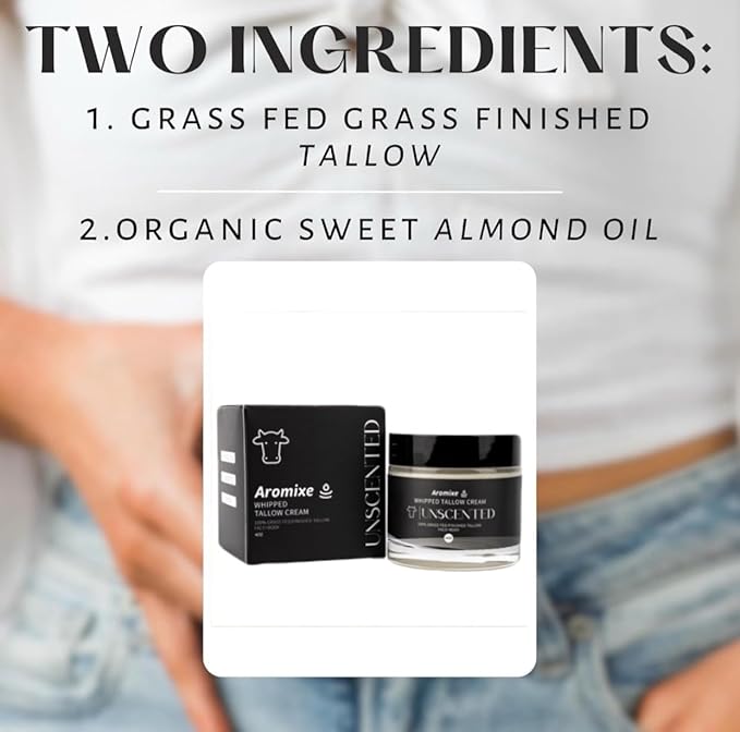 Halal Whipped Tallow Moisturizer for Face and Body - 100% Natural, Grass-Fed, and Sensitive Skin Friendly - 4oz