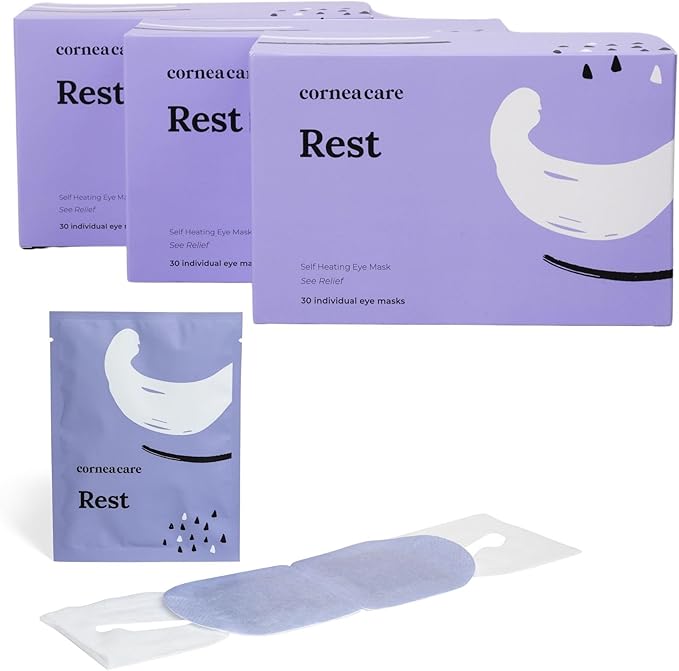 Rest: Self heating warm compress for dry eye | Heated eye Mask for fast relief | No microwave or washcloths needed | Travel ready | 90 counts
