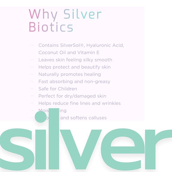 Silver Biotics Nano Silver Healing Lotion Cream | SilverSol and Hyaluronic Acid | All Natural Ingredients to Heal, Smooth Your Skin Blemishes and Scars | Unscented Scent Infused | 1.2 oz