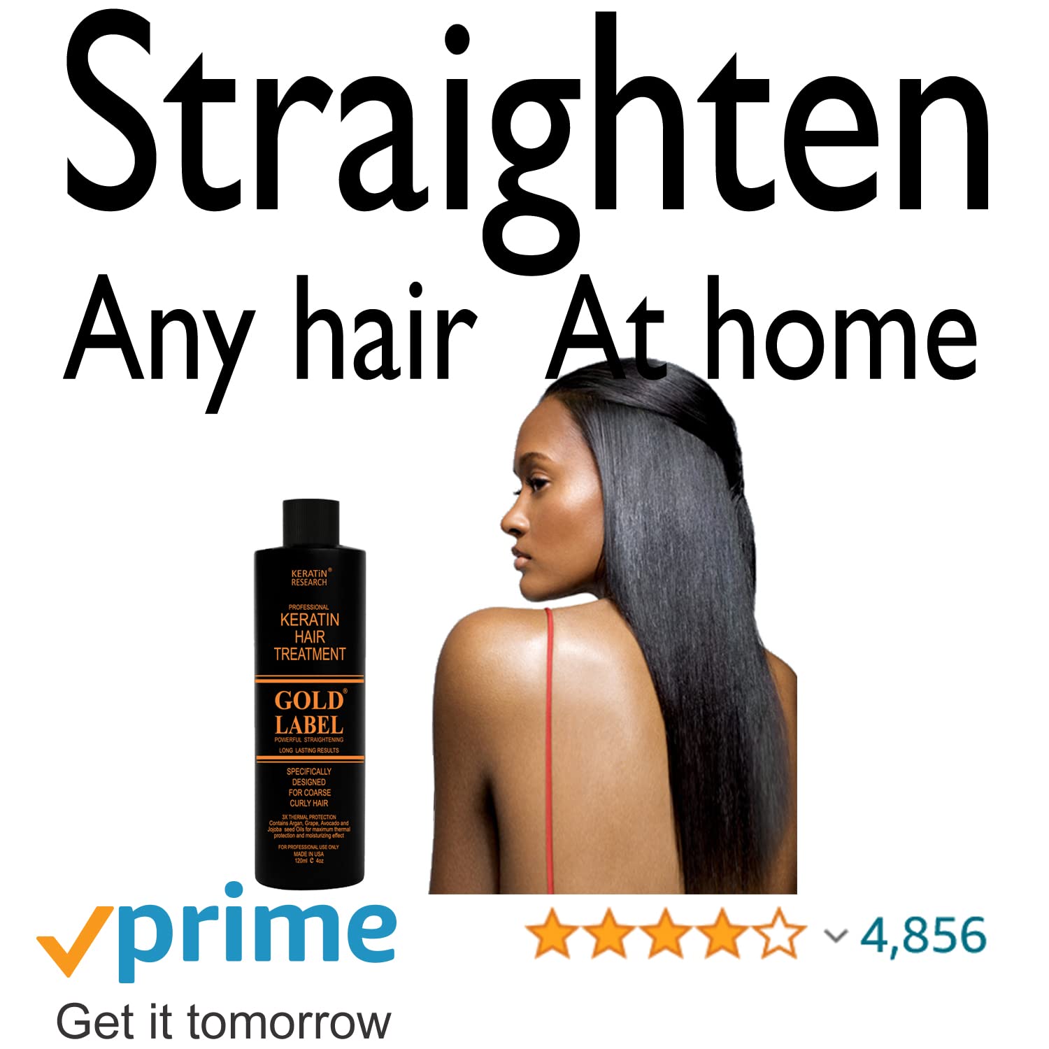 GOLD LABEL Brazilian Keratin Blowout Hair Treatment Straightening Any & All Hair Types Long Lasting Organic Natural Results with Argan Oil Keratina Brasilera (Storngest Formula LG-SET)