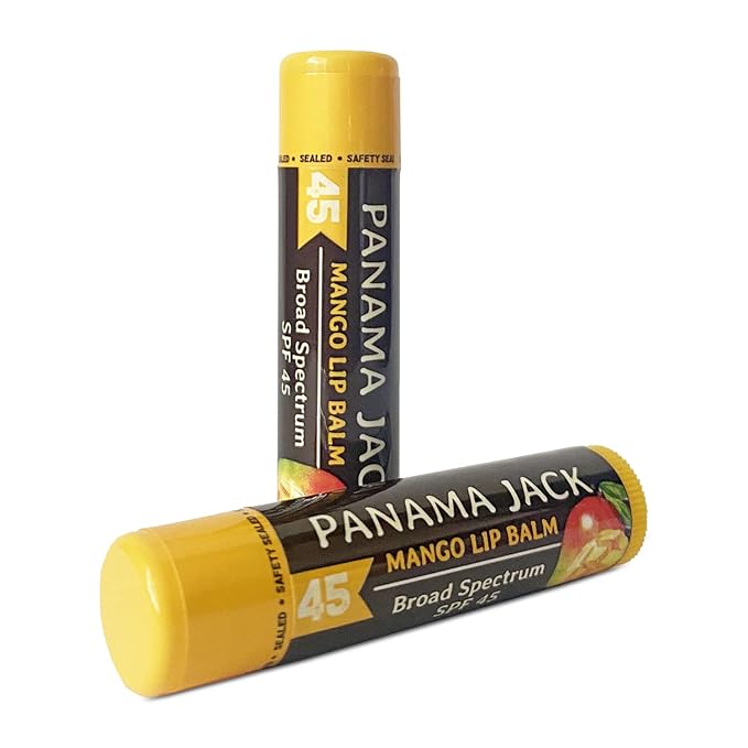 Panama Jack SPF 45 Lip Balm - Broad Spectrum UVA-UVB Sunscreen Protection, Prevents & Soothes Dry, Chapped Lips (Pack of 12, Mango)