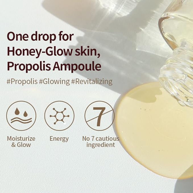 Canola Honey Propolis Super Glowing Ampoule 1.69 fl. oz /50ml Korean Skin Care, Glow Boosting / Visibly Firms, Smoothes and Boosts Radiance