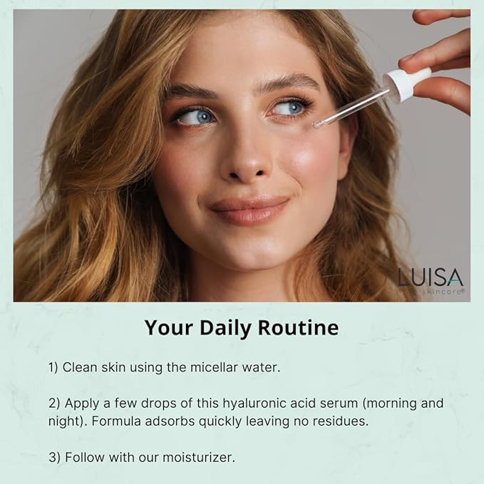 Hyaluronic Acid Serum for the face. Anti-aging serum that hydrates and reduces skin wrinkles.