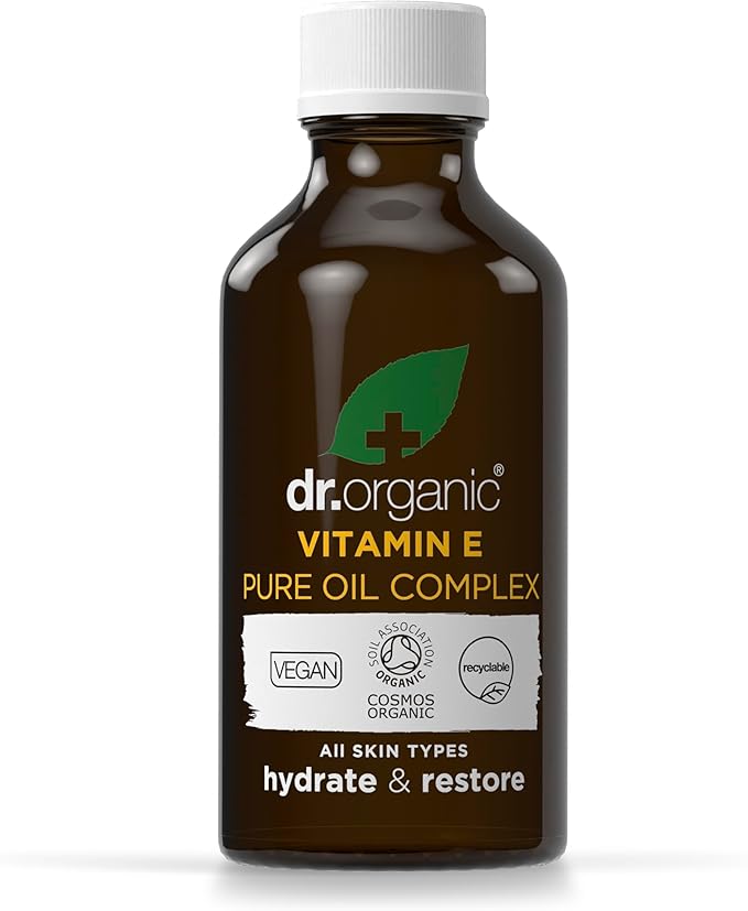 Dr. Organic Vitamin E Pure Oil Complex | Nourishes and Protects Skin, Enhances Elasticity, Natural, Certified Organic, Paraben & SLS-Free, 50 mL / 1.7 fl oz
