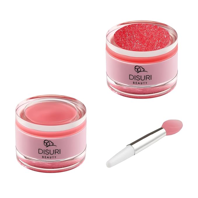 Lip Mask and Lip Scrub Set - Moisturizing Lip Scrub for Exfoliating and Smoothing Lips, Cruelty-free - Improves Texture, Hydrates, and Softens Chapped, Dark Lips Skin - (Strawberry)