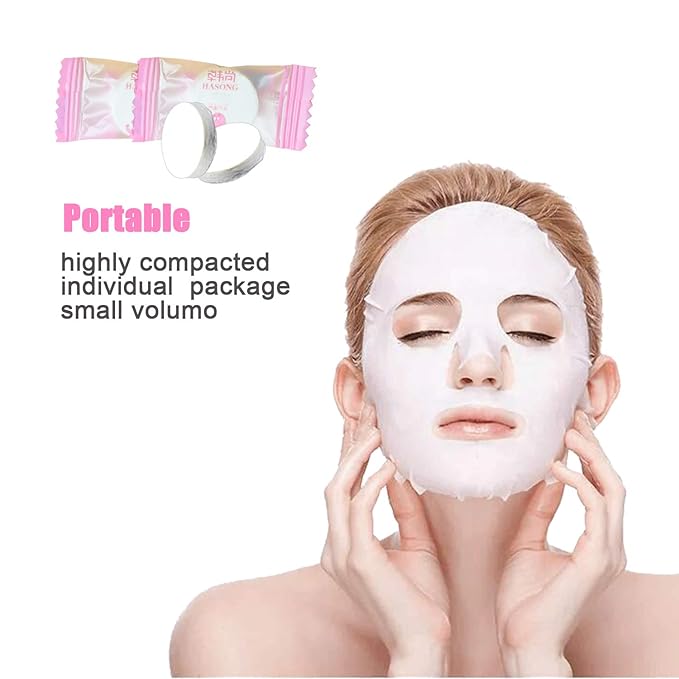 100 Pieces Compressed Disposable Facial Mask Sheet Home DIY Skin Care, Get 1x Mask Bowl For Free