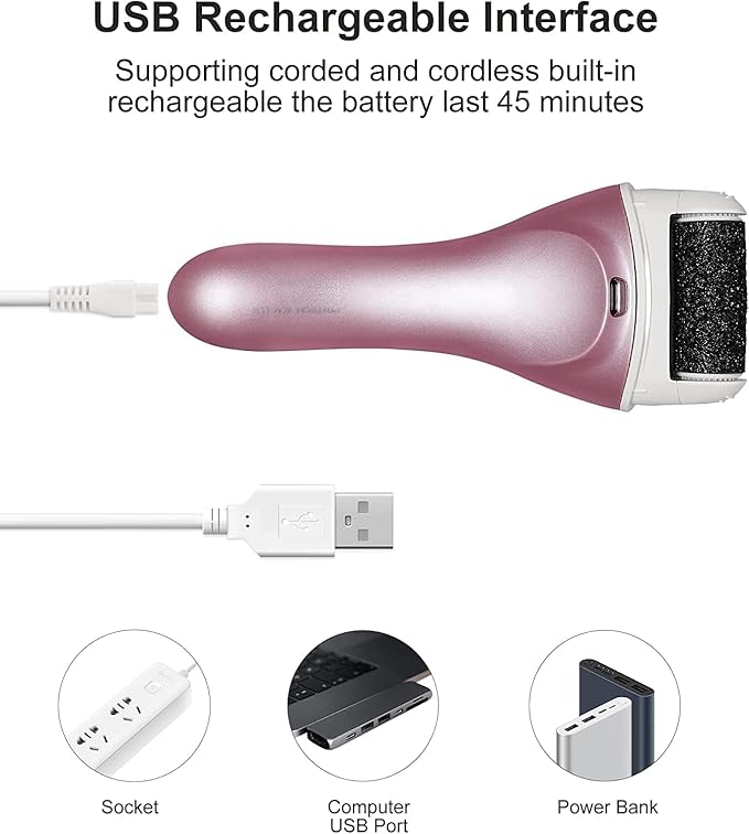 Electric Foot Callus Remover, Electronic Foot File Pedicure Kits, Rechargeable Portable Callus Remover for Feet, Professional Pedicure Tools, Foot Care Perfect for Dead Skin Ideal Gift