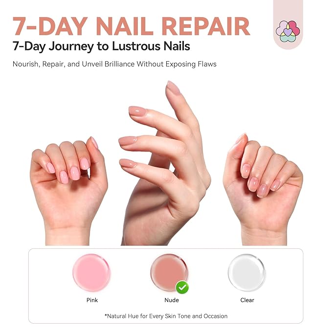 SAVILAND Advanced Nail Strengthener: Nude Air Dry Natural Concealer Foundation Polish Nail Growth for Damaged Nails Repair Weak & Thin Nails Fingernail Strengthening 15ml Women Gift