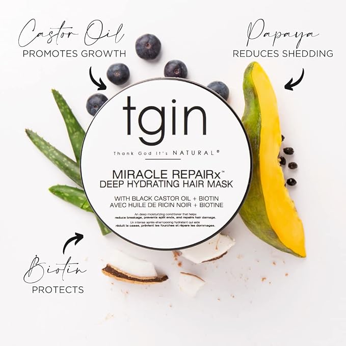 tgin Miracle RepaiRx Strengthening CPR Protein Treatment & Deep Hydrating Hair Mask, for Curly, Coily and Wavy Hair, Repairs, Protects, and Restores Damaged Hair, 12 oz, (Set)