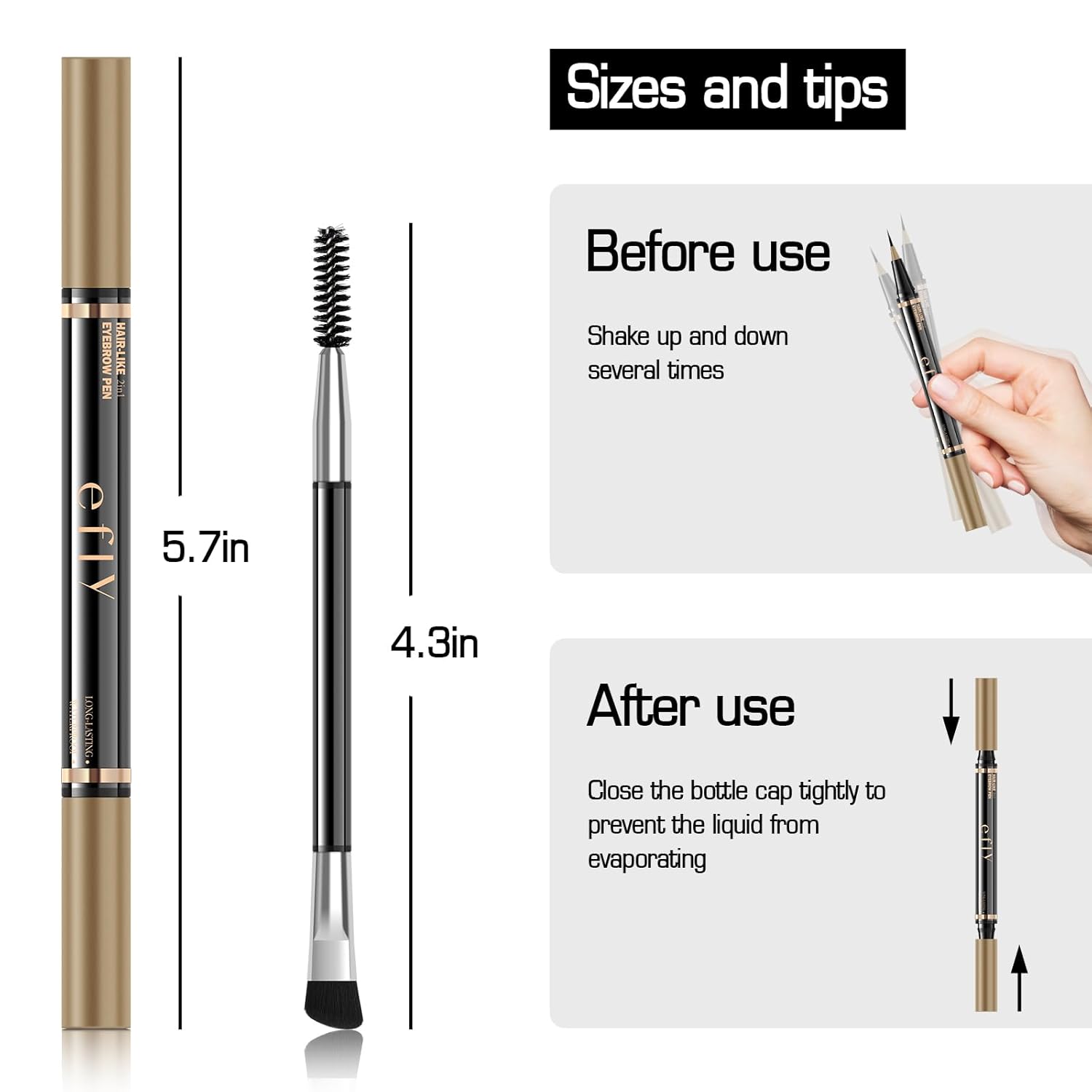Eyebrow Pencils for Women, Microblading Eyebrow Pen Magical 2-in-1 Dual-Ended Brow Pen with 3D & Precise Brush-Tip Create Natural Hair-Like Brows, Last All-Day(Dark Brown)
