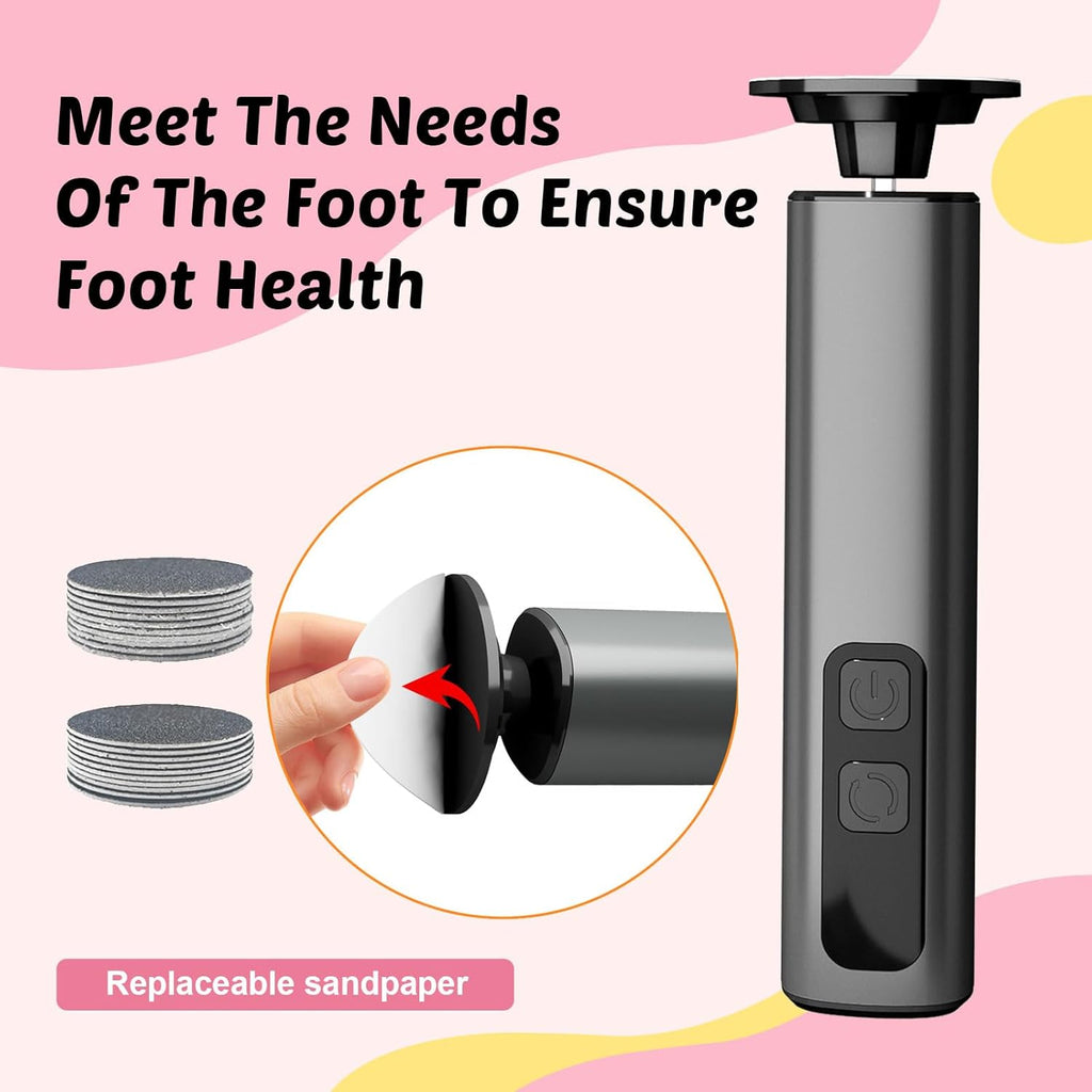 Electric Foot Callus Remover & Nail File - Electric Callus Remover for Feet, 9 Adjustable Speeds, 1800mAh Rechargeable, Portable Aluminum Body w/Type-C Charging for Home & Travel (Black)