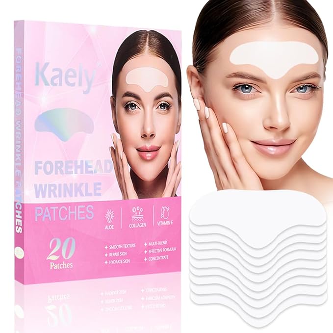 Kaely 20Pcs Forehead Wrinkle Patches,Facial Anti Wrinkle Patches with Collagen,Face Tape for Wrinkles for All Skin Types,Smooth Fine Lines & Wrinkles