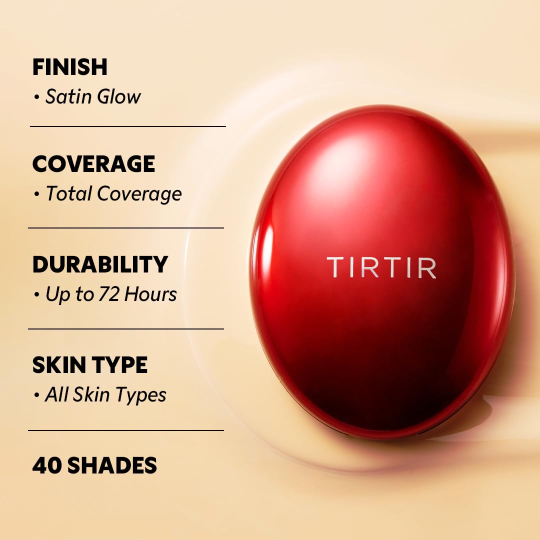 [*Mini Size*] TIRTIR Mask Fit Red Cushion Foundation | Full coverage, Weightless, Skin fit, Satin Glow Finish, Korean Makeup, beauty, Tattoo cover up, Buildable (#13N Fair Ivory, 0.15 Fl Oz)