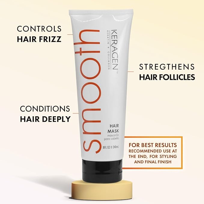 Keragen - Mask for Dry Damaged Hair, 8 Oz - Deep Moisturizing Conditioning Treatment, Repairs and Restore, Frizz-Free Infused with Keratin, Panthenol, Collagen, Jojoba Oil