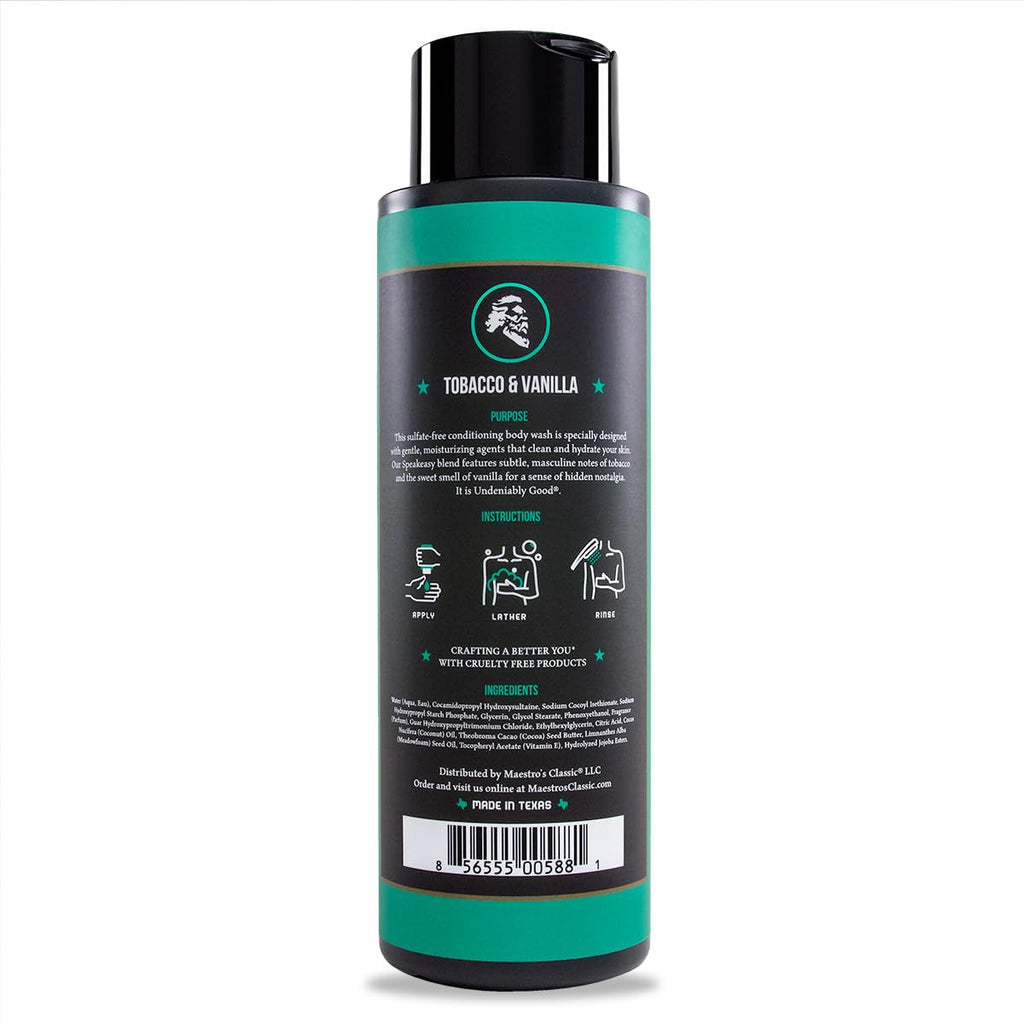 Maestro's Classic BATH WASH - Conditioning Bath Wash, Cleans and Hydrates, Speakeasy Blend, 16 Ounce