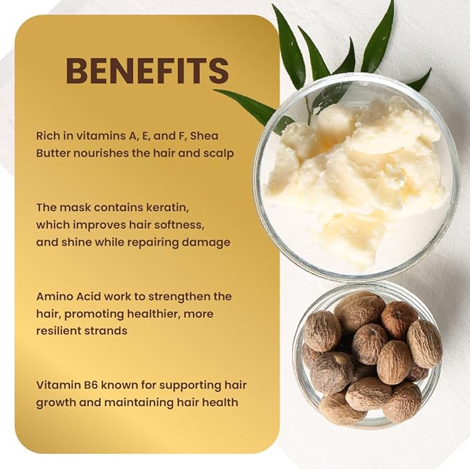 Hair Mask for Damaged Hair with Shea Butter & Keratin – Hydrate, Repair & Rejuvenate with Deep Moisture Treatment for Dry, Damaged, and Curly Hair