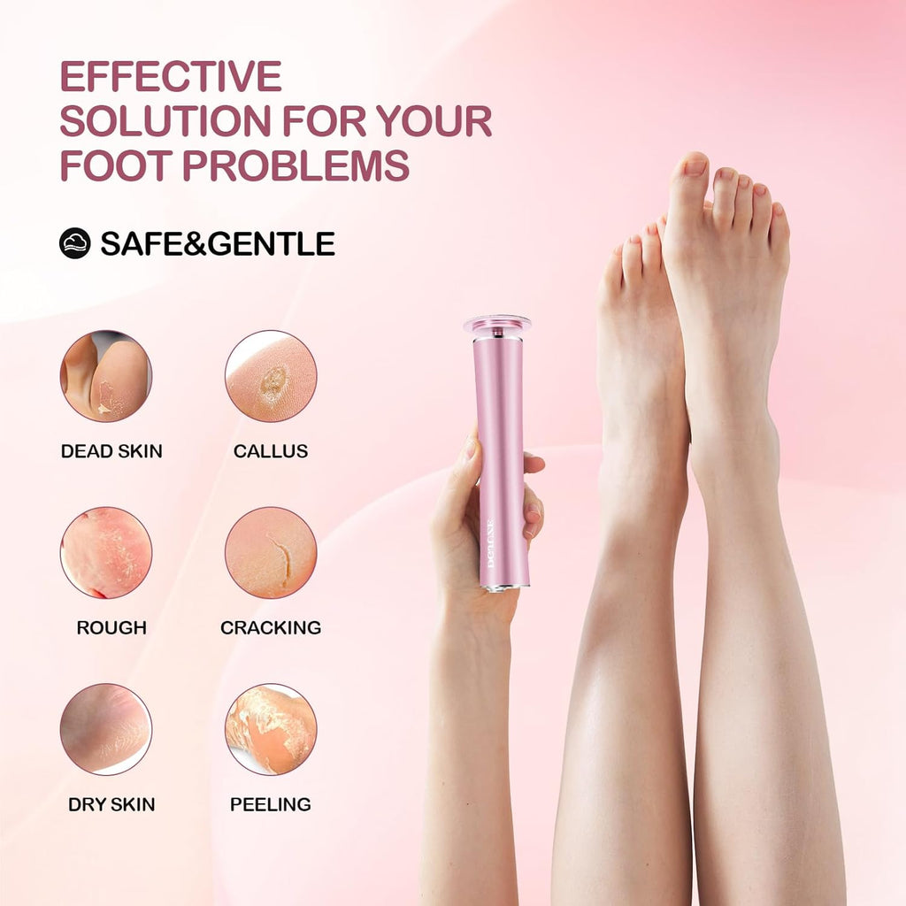 Cordless Electric Foot Callus Remover,Rechargeable Grinder Tool for Feet Dead Skin,Professional Pedicure File Heel Sander with 60pcs Replacement Sandpaper Pads(Pink)
