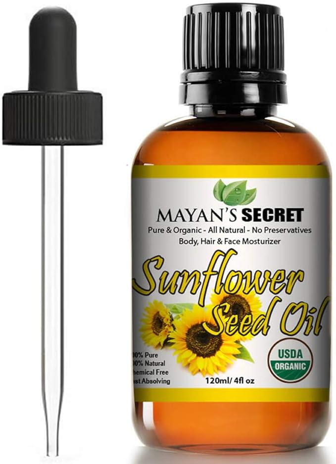 Mayan's Secret Sunflower Seed Oil MOISTURIZER | All Natural Cold Pressed USDA Certified Organic | Best for Acne Prone Oily Skin and Face 4oz